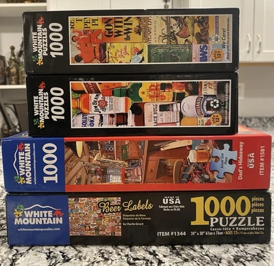 🔴🔵White Mountain, 4 Puzzle Lot, 1000 pieces each, Great Multi-Pack Value🔴🔵 - Image 1 of 4