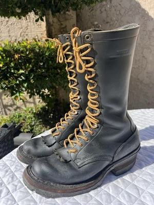 White’s Explorer Tall Smoke Jumper Logger Hi Line Black Leather Work Boots 9.5 B - Image 1 of 4