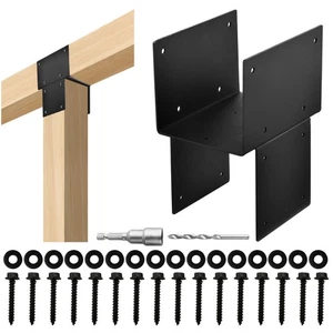 Kit de 4 soportes para pérgola 6x6 (real: 5,5x5,5"") con herrajes para gazebos negro - Imagen 1 de 8