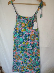Empire Dress Womens Boho Hippie Festival Summer 36 UK 8 Bold Colours 60s Cotton - Picture 1 of 13