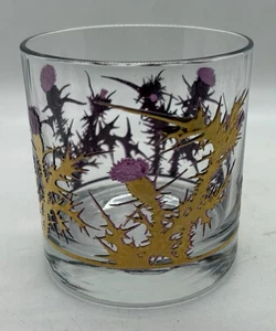 Gregory Duncan Purple Thistle Pattern 3" Glass Tumbler EUC - Picture 1 of 6