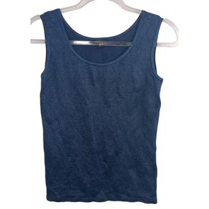 Lafayette 148 Stricktop Damen blau klein Leinen Baumwolle leise Luxus minimalistisch - Bild 1 von 6