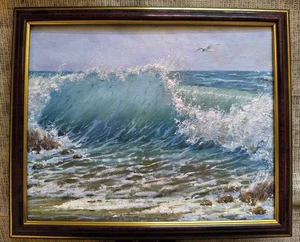 !FRAME! Original Artwork Modern Oil Painting Landscape 8x10" Seascape Arts Gift - Picture 1 of 18