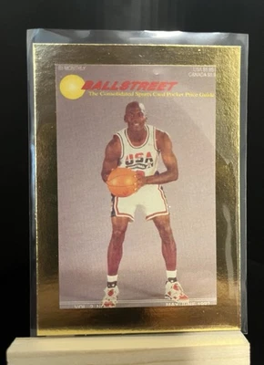Michael Jordan 1992 Ballstreet Gold Border TARJETA PROMOCIONAL EE. UU. Equipo Olímpico Uniforme  Foto 1 de 3