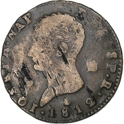 [#1304807] Spain, Joseph Napolean, 8 Maravedis, 1812, Segovia, Copper, VF - Image 1 of 2