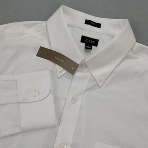 J.Crew Shirt Mens Large White Slim Stretch Button Down Collar Long Sleeve Pocket - Picture 1 of 12