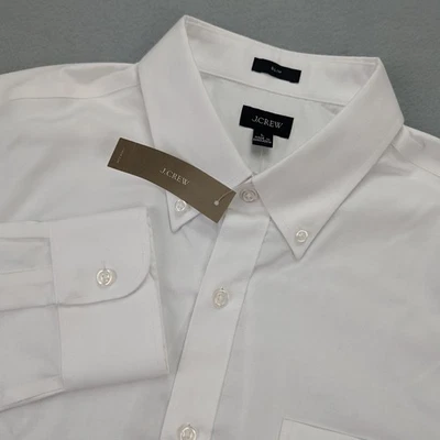 J.Crew Shirt Mens Large White Slim Stretch Button Down Collar Long Sleeve Pocket - Image 1 of 4