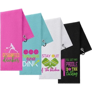 4 Stück Dinkball Handtuch 16" x 24" Mikrofaser Waffel Sporttücher mit Clip Ch... - Bild 1 von 6