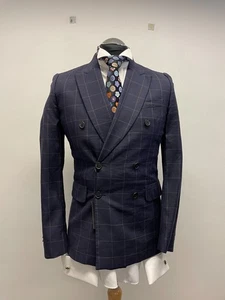 PAUL SMITH SUIT JACKET/BLAZER IN NAVY CHECK SIZE 36R BNWOT (0575) - Picture 1 of 8