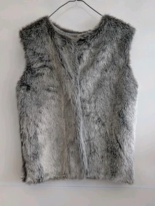 L&D Vest Women's 14 Grey Beige Faux Fur Wool Blend Knit Lining Toggle Buttons - Picture 1 of 11
