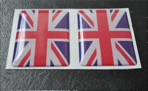 2 X Union Jack Flag Resin 3D Domed England Sticker label 5cm x 3cm self adhesive - Picture 1 of 1