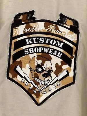 Camisa Calavera Camuflada Throttle Threads Para Hombres 2XL Marrón Abotonada Ropa Personalizada de Tienda Foto 1 de 4