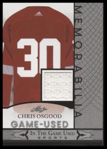 Leaf In The Game Used Chris Osgood Uniform Swatch GUM-26 (MEM) Red Wings - Picture 1 of 2