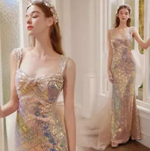 Hübsche Damenfliege offener Rücken Meerjungfrau Abendkleid Cocktail Abschlussball 8079 - Bild 1 von 8