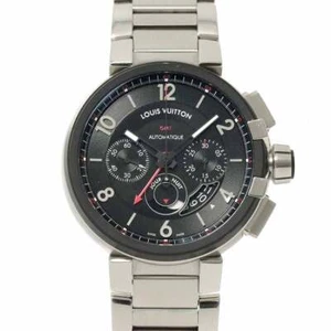 LOUIS VUITTON Tambour Chronograph GMT Q1052 Date Black Dial Mens 90237941 - Zdjęcie 1 z 7