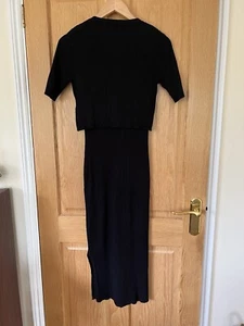 Seraphine Short Sleeve Black Ribbed Maternity & Nursing Midi Dress Size 6 UK - Picture 1 of 11
