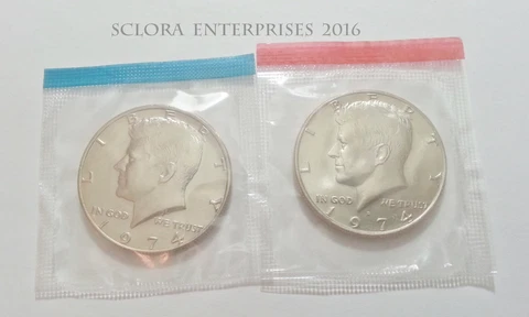 1974 P & D Kennedy Half Dollar Set (2 Coins) *MINT CELLO*  **FREE SHIPPING** Cover