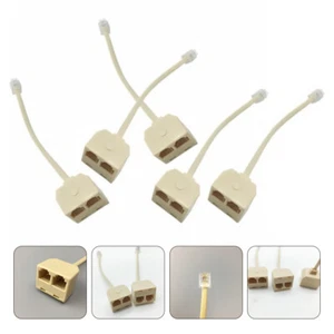 5 Pcs Double Phone Jack Split Adapter Telephone Landlines Converter - Afbeelding 1 van 12