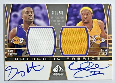 GARY PAYTON/DEREK FISHER 2004-05 Upper Deck SP GAME USED PATCH DUAL AUTO /50 - Image 1 of 2