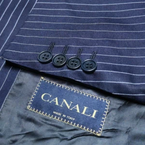 Vintage Canali all worsted classic luxury bespoke navy suit jacket blazer 42R - Picture 1 of 12