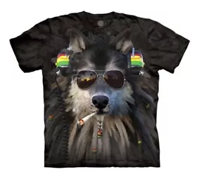 The Mountain T Smoking Rasta DJ Wolf Tie Dye Print T-Shirt Men's Size 4XL - Picture 1 of 1