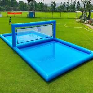 Inflatable Volleyball Court Blue Beach Volleyball Net Systems Outdoor 33ft Pool