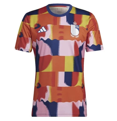 Mens Small adidas 2022-2023 Belgium Pre-Match Shirt Multicolor HE1445 Cover