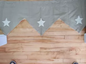 PARK DESIGNS LINED TAN WITH 3 CREAM STAR COTTON BURLAP VALANCE 60"X19.5"@TIPS - Picture 1 of 9