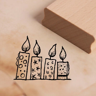 DEKOLANDO Stempel Vier Kerzen - Motivstempel 48x38mm Hygge Weihnachten Advent Winter