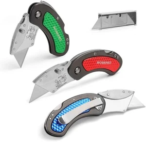 WORKPRO Folding Utility Knife Set Quick Change Blade with 10-piece Extra Blades - Picture 1 of 7