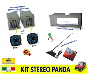 KIT AUDIO PER PANDA AUTORADIO CASSE CON ANTENNA RADIO STEREO GRIGIO SUONO PER - Foto 1 di 7
