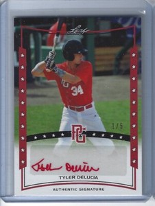 2014 Leaf Perfect Game Tyler Delucia Autograph Red #1/5 Rookie RC Auto 