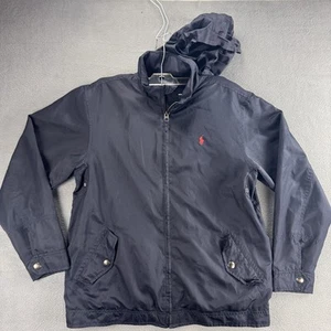 VTG Polo Ralph Lauren Boy's Size L (14/16) Navy Blue Lightweight Hooded Jacket - Picture 1 of 12
