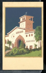 Vintage Postcard VIEW OF SANTA BARBARA Hand Made SERIGRAPH by Paul Dubosclard - Picture 1 of 5