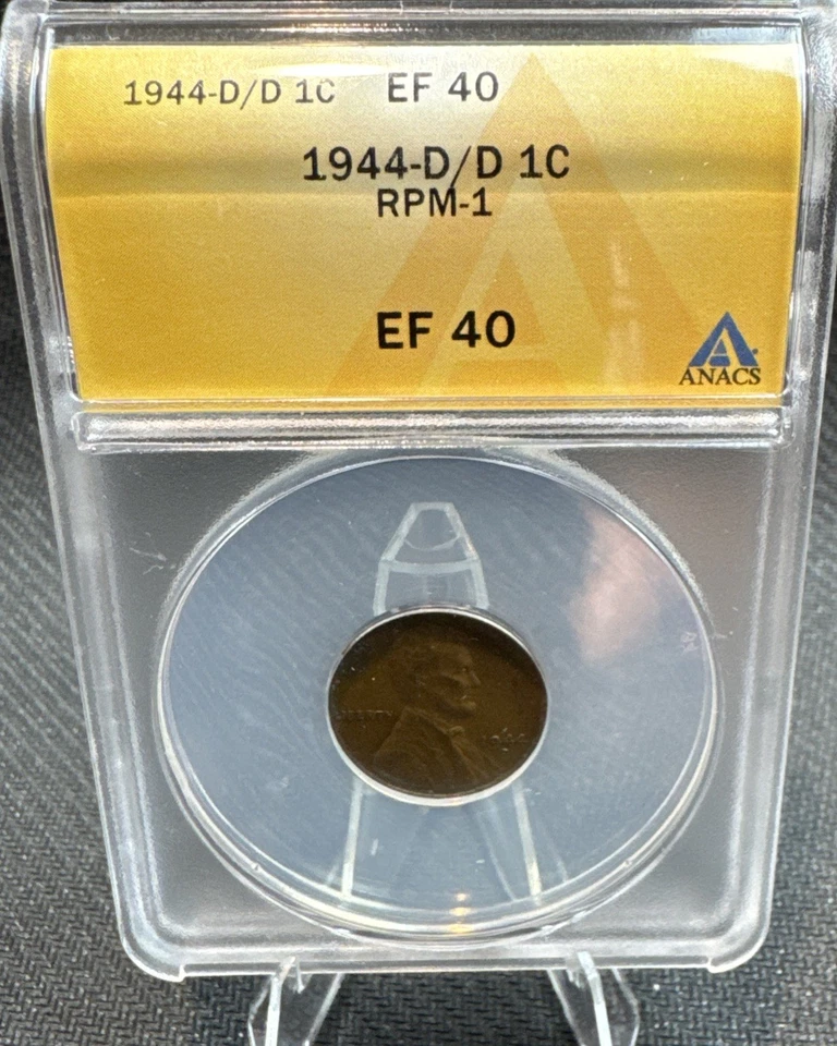 1944-D/D Lincoln Wheat Cent Penny w/ Repunched Mintmark RPM-1 Hard to Find!  - Image 1 of 4