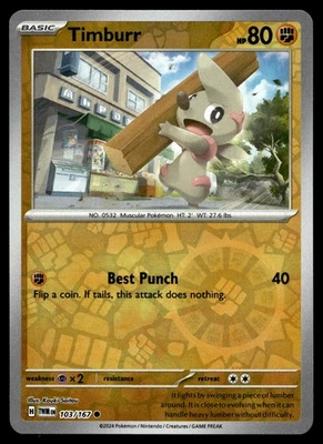 TIMBURR 103/167 COMMON TWILIGHT MASQUERADE POKEMON - Image 1 of 4