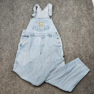 Vintage Pooh Overalls Womens Medium Denim Tigger Embroidered Distressed 90s - Picture 1 of 20