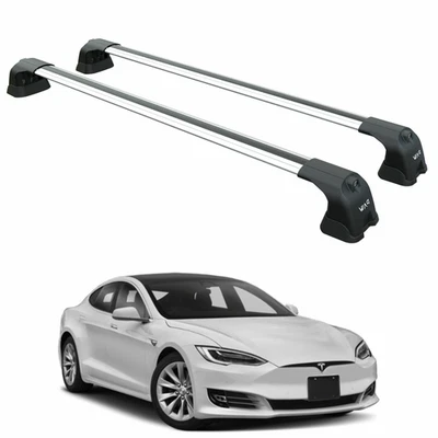 Barras transversales para portaequipajes de techo para Tesla Modelo S (2016-2021) - Aluminio - Plateado Foto 1 de 4