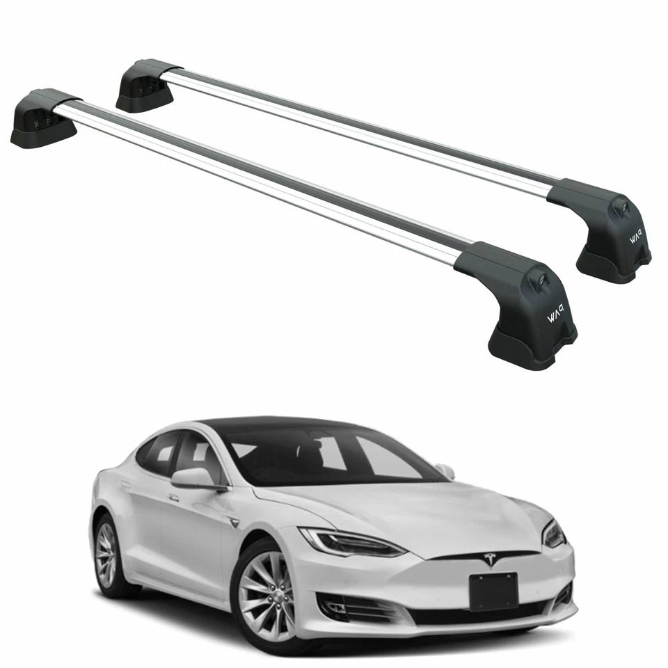 Barras transversales para portaequipajes de techo para Tesla Modelo S (2016-2021) - Aluminio - Plateado Foto 1 de 4