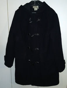 L.L. BEAN VTG. MEN'S BLACK WOOL HOODED TOGGLE COAT-M-REG.-HEAVY/WARM - Picture 1 of 7