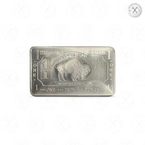 5x 1 oz .999 Titanium Bullion Bars – American Buffalo Design – Ingot Lot Sealed - Picture 1 of 10