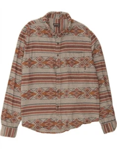 EDDIE BAUER Mens Flannel Shirt XL Grey Fair Isle Cotton DD77 - Picture 1 of 3