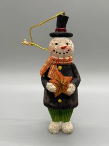 Pupazzo di neve albero di natale ornamento arte popolare festa primativo - Foto 1 di 6