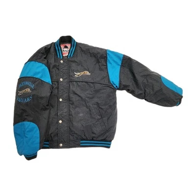 Jaqueta Campri Masculina Vintage 93-94 Logotipo Proibido Jacksonville Jaguars Noz-moscada Extra Grande Anos 90 - Imagem 1 de 4