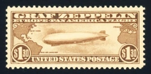 #C14, $1.30 Graf Zeppelin, SUPERB-OG-LH, jumbo margins, 2002 PSE (graded 98J-ph) - Picture 1 of 1