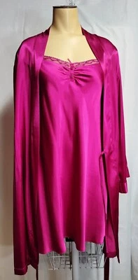 Morgan Taylor Peignoir Conjunto de Cuentas Vestido Sin Mangas Camisón Bata Satén Sedoso Encaje L Foto 1 de 4