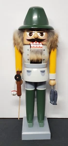 KWO Nutcracker Erzgebirge Holzkunst Handmade Fisherman Germany/Original BOX - Picture 1 of 9