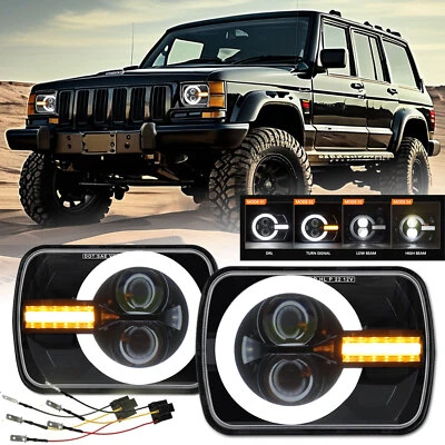 Pair 5x7" 7x6 LED Headlights For Jeep 84-2001 Cherokee XJ /For 86-1995 Wrangler - Image 1 of 4