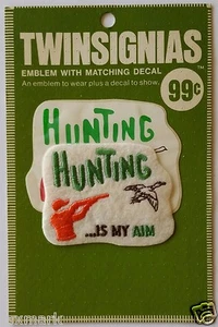 Emblema "Hunting" años 70 "Twinsignias" con calcomanía a juego - Imagen 1 de 2