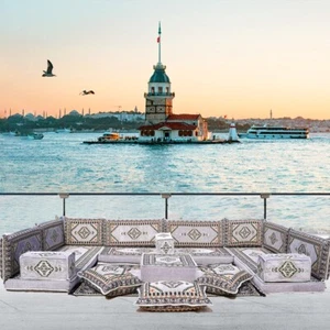 Boden Sofa Kissen, Orientalische Sitzecke, Terrassen-Palettensofa, Bodenkissen - Picture 1 of 3